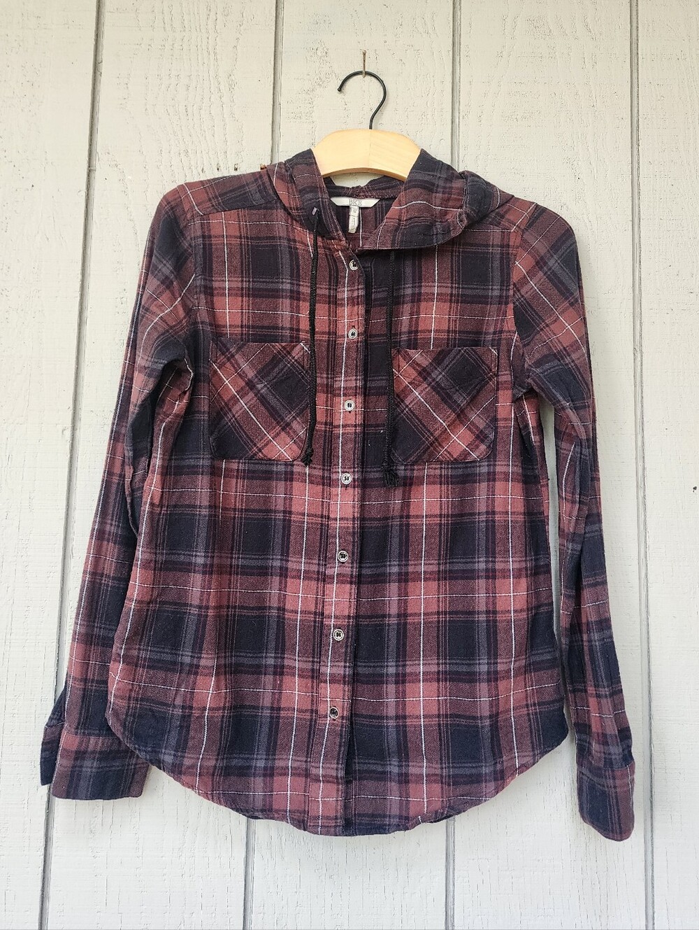 Buckle BKE Cotton Hooded Flannel Sz Small